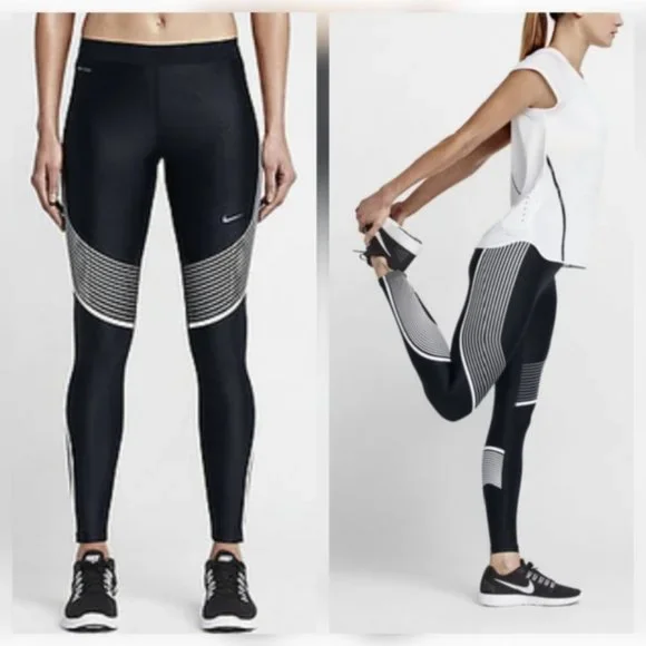 Nike Pants Jumpsuits Nike Hyper Power Speed Striped Running Tights Dri Fit Leggings S Poshmark